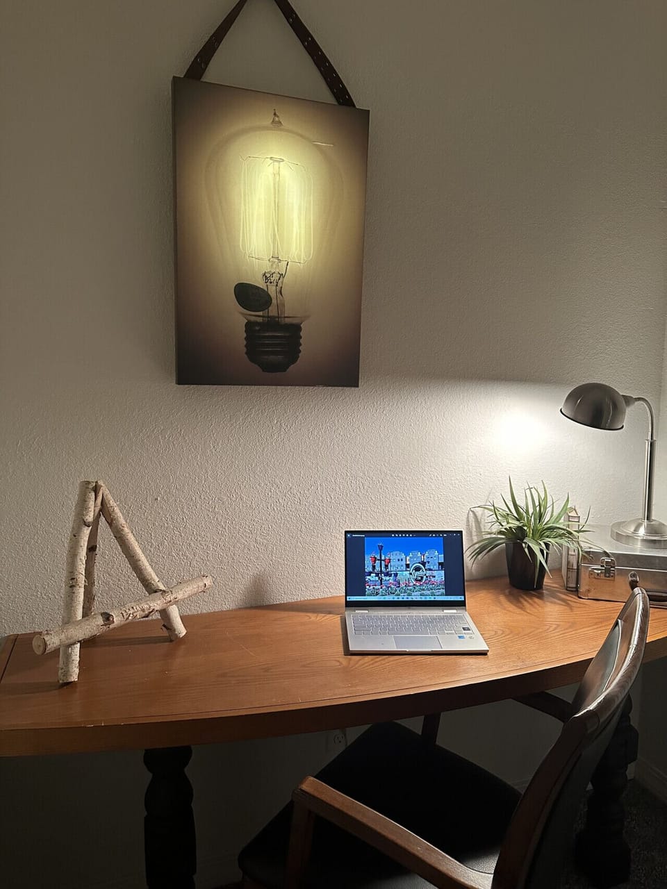 We created this cozy desk space so you can feel at home while working or planning your adventures.