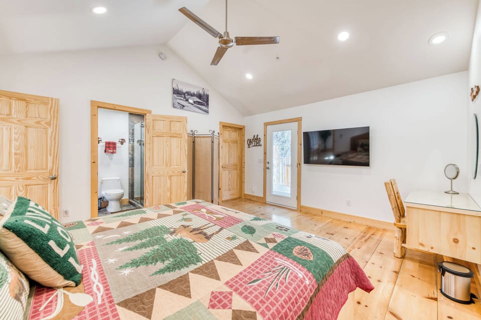 1 bedroom, desk, laptop workspace, iron/ironing board