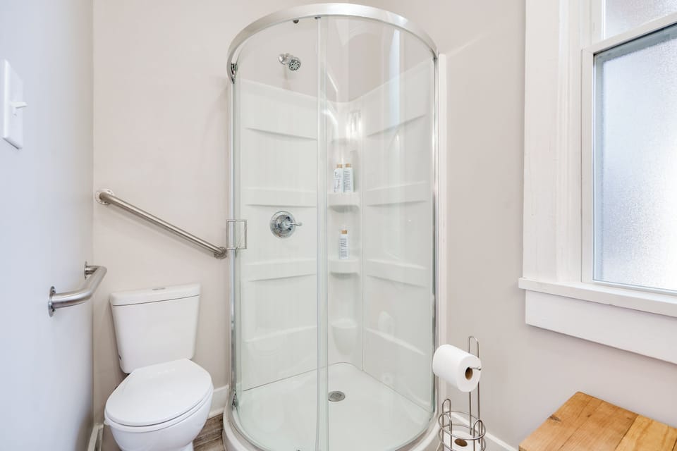 Glass Walk-In Shower & Safety Handrails