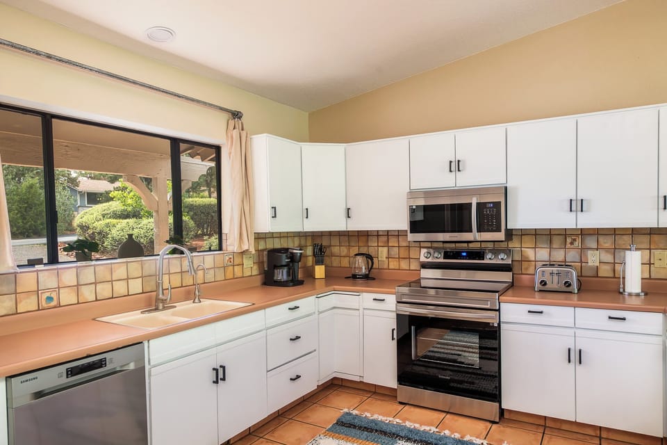 Fully equipped spacious kitchen.