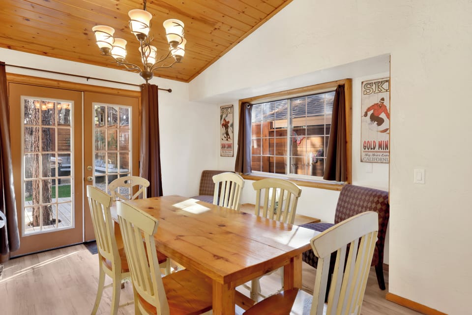 Fully equipped cabin kitchen with ample cabinetry, stove, fridge, microwave, and coffee maker—perfect for cooking meals, morning coffee, and feeling right at home on your stay.