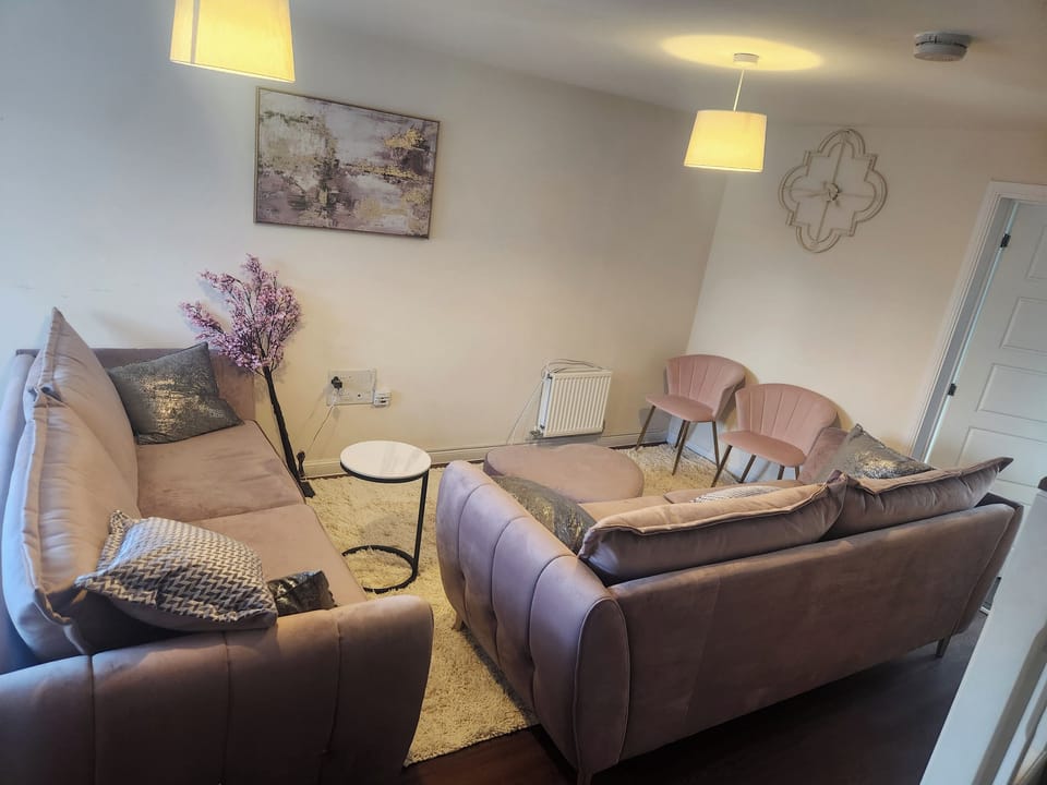 Bright living room with sofa beds