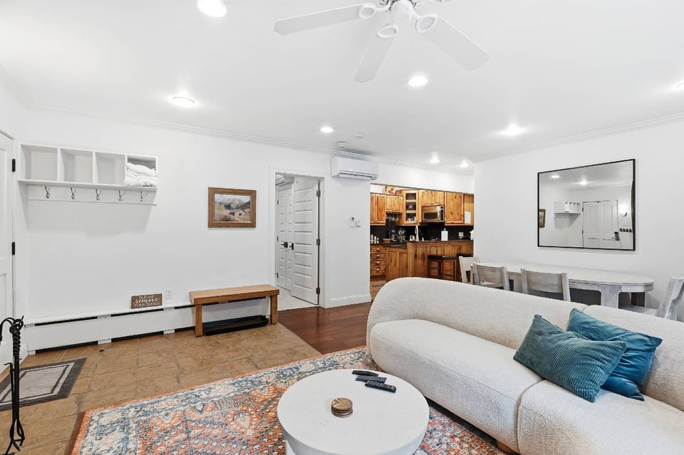 This rental is on the ground level and is all one level. Ideal for travelers trying to avoid stairs!