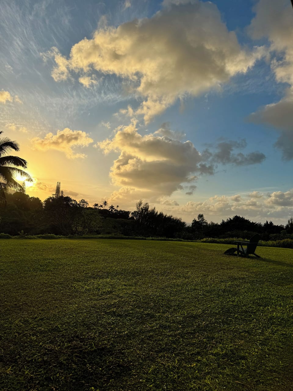 "The view from the back patio was lovely for sunsets." July 2025
