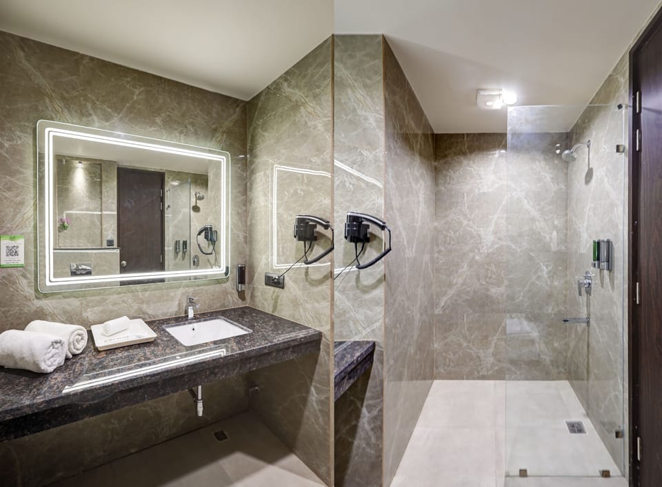 Free toiletries, hair dryer, bidet, towels