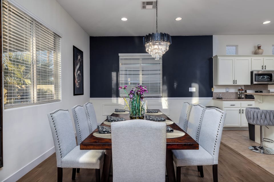 A stylish 8-seater dining table, perfect for family gatherings.