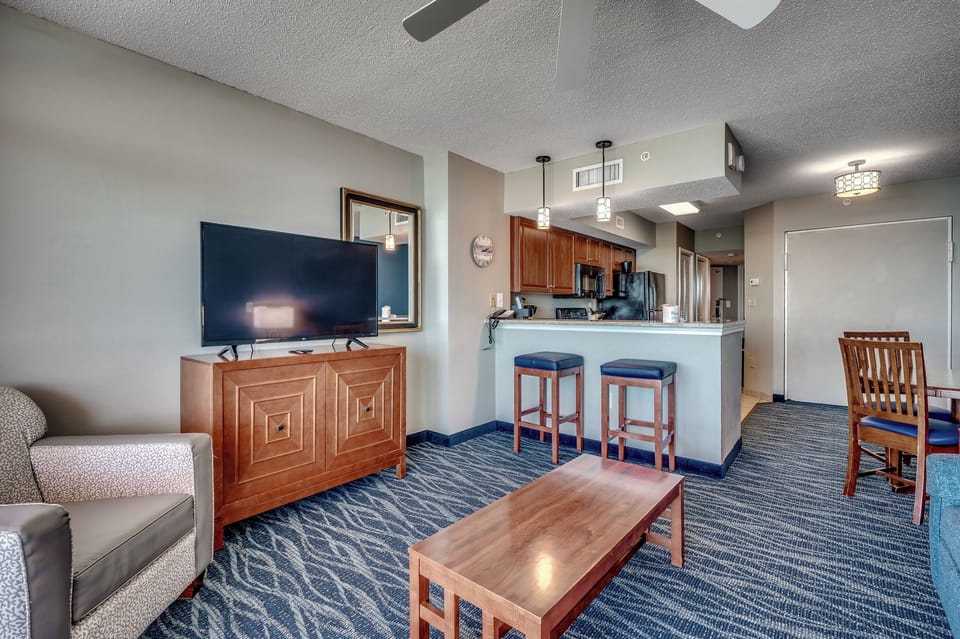 Relax with a movie on the large flat-screen TV