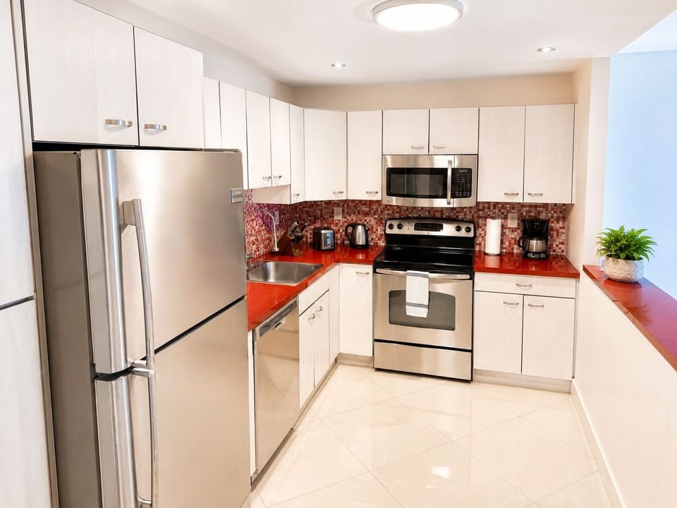 Full Kitchen with stainless steel appliances
