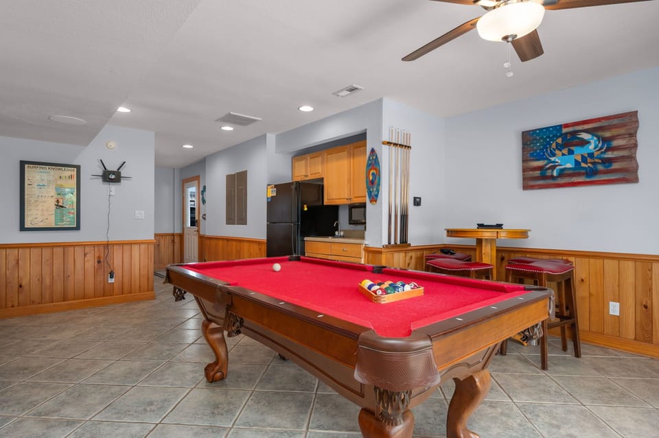 OSA15: Da Kine By Da C | LL Rec Room - Pool Table, Full-Sized Refrigerator