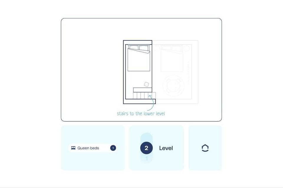 Floor plan of the upper level of the apartment