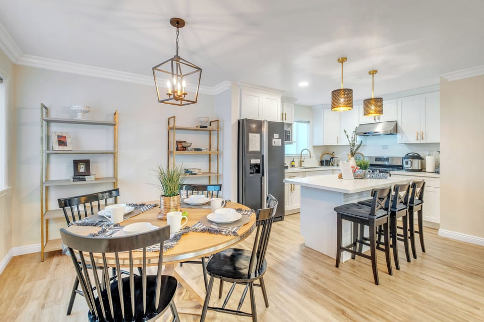Stylish kitchen/dining for your long-term stay in San Gabriel Valley.