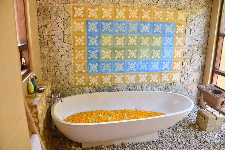 Shower, free toiletries, hair dryer, bathrobes