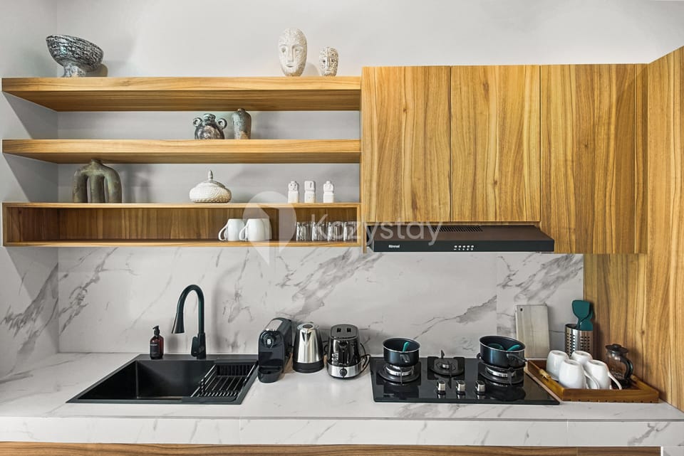 Family Villa, Balcony, Pool View | Private kitchen