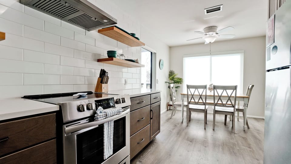 Kitchen and eat in dining table