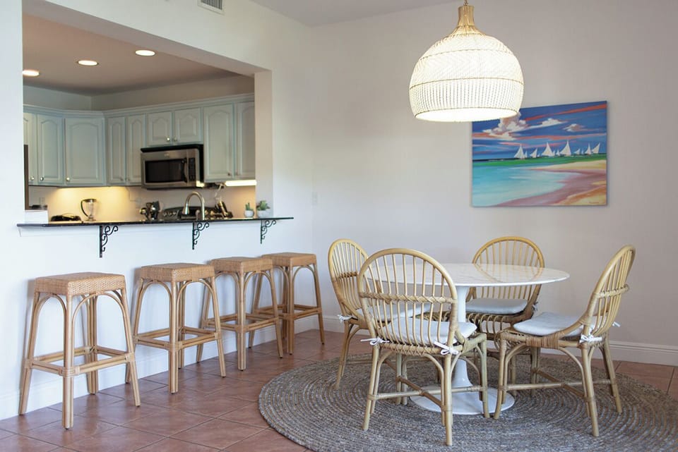 The interior dining room and kitchen