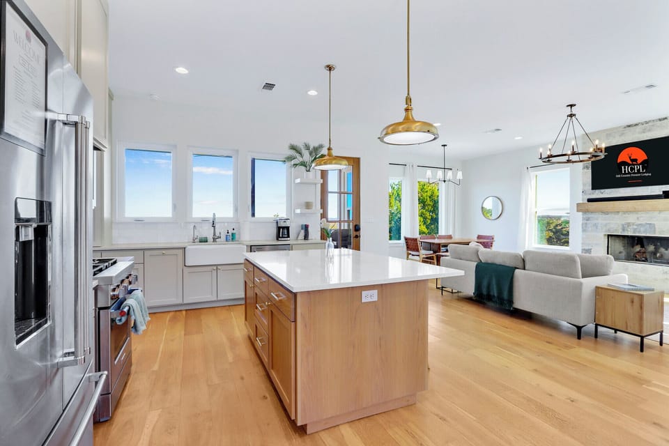 Spacious kitchen with a large island