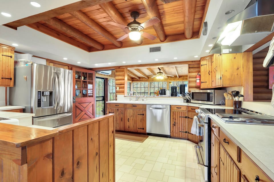 Looking through the kitchen toward the second dining area.