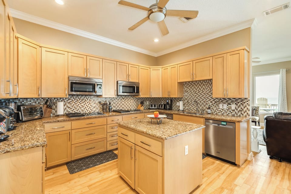 2 stove tops, 2 microwaves.