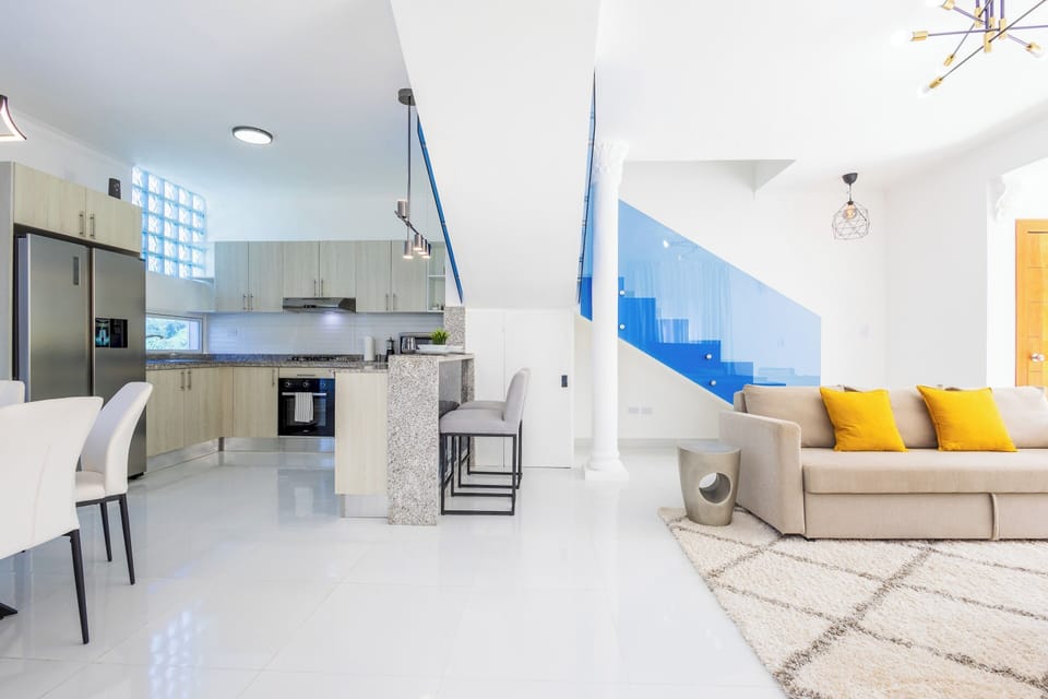 Spacious living area with cozy seating.