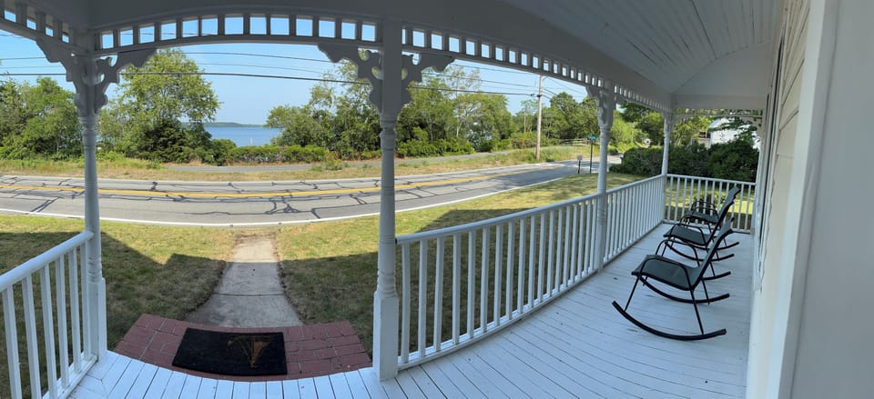 Front porch with views of the bike path and Long Pond.