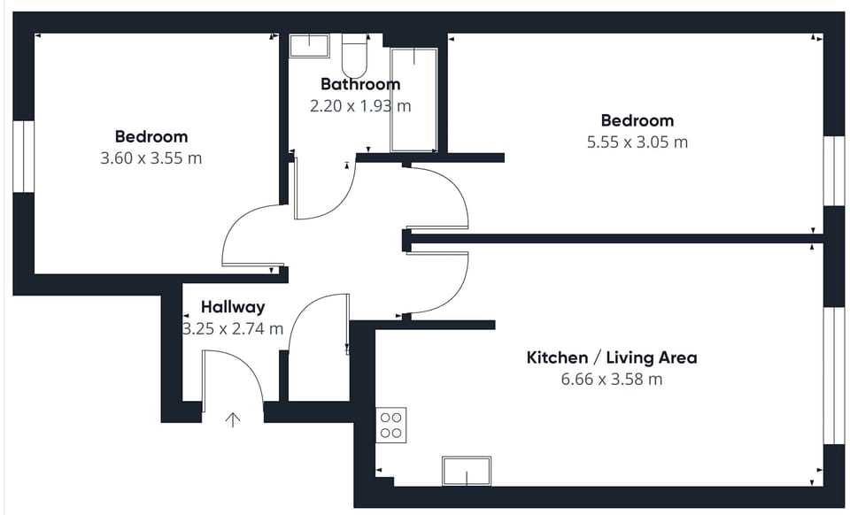 House | 2 bedrooms, desk