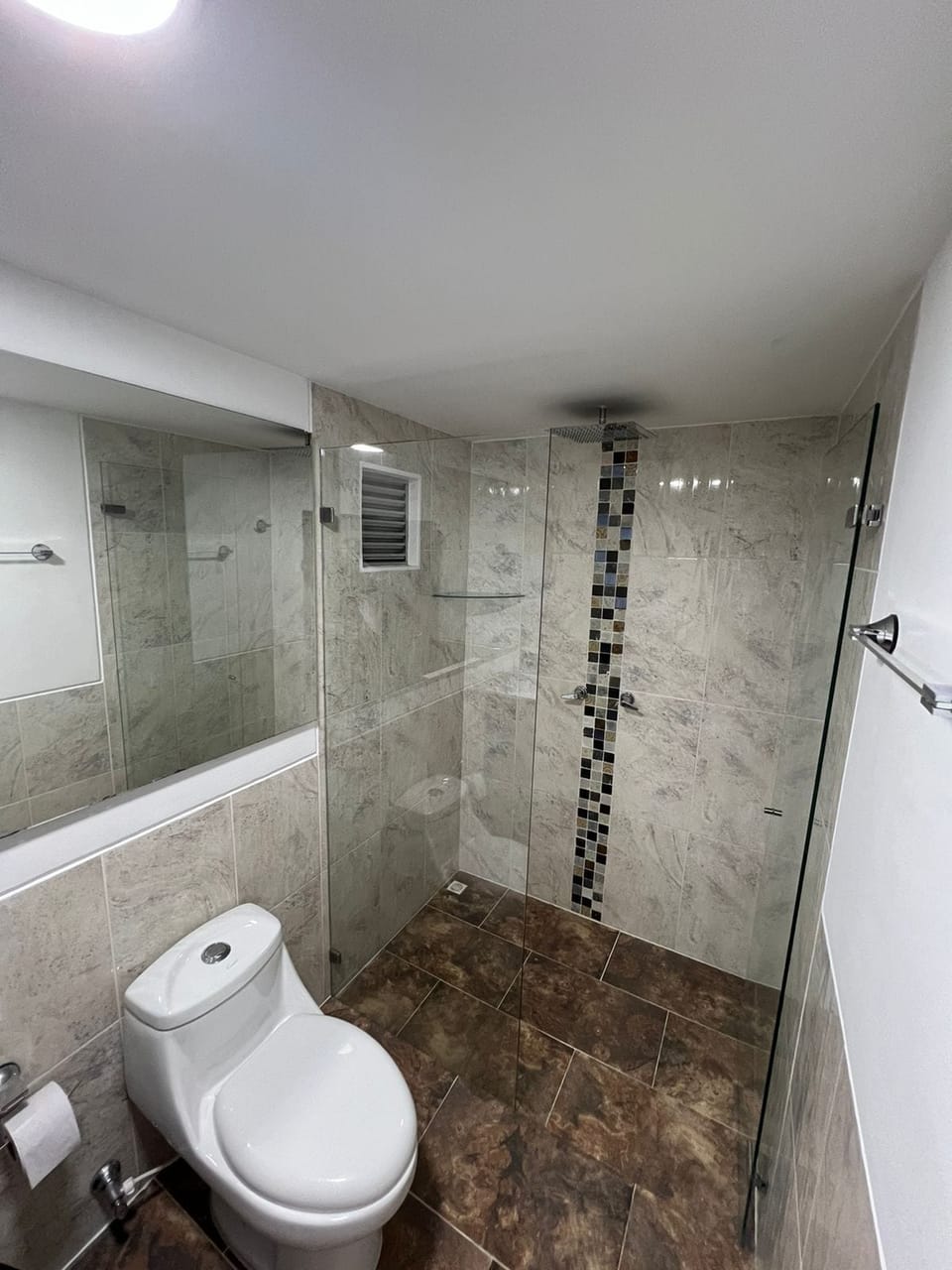 Shower, soap, toilet paper