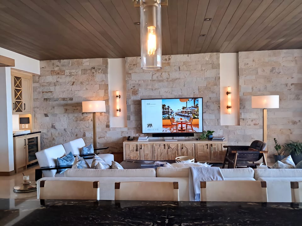 Luxury Villa, Ocean View | Living area | 43-inch LCD TV with satellite channels