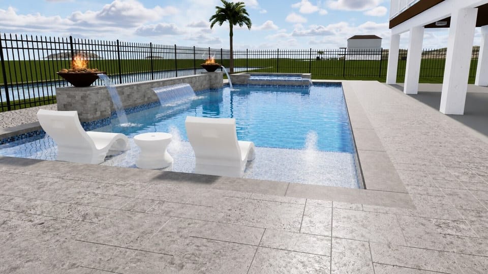 Relax on the tanning ledge, enjoy the waterfalls, & soak up the Texas sunshine poolside