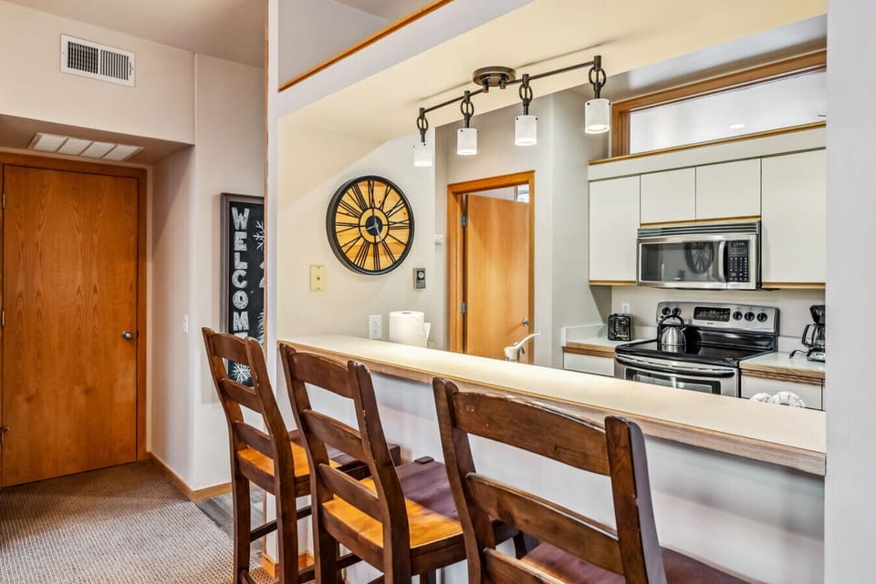 The open kitchen makes socializing while making meals a breeze