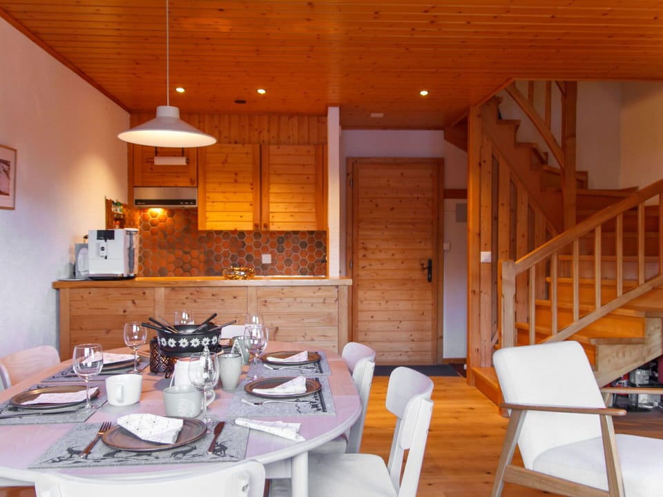 Interior Design, Flooring, Wood, Floor, Furniture, Ceiling, Room, Kitchen, Wood Stain, Chair