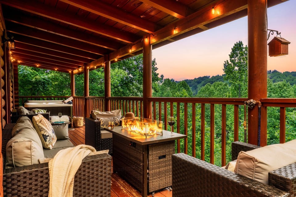Relax outdoors while enjoying the fire table