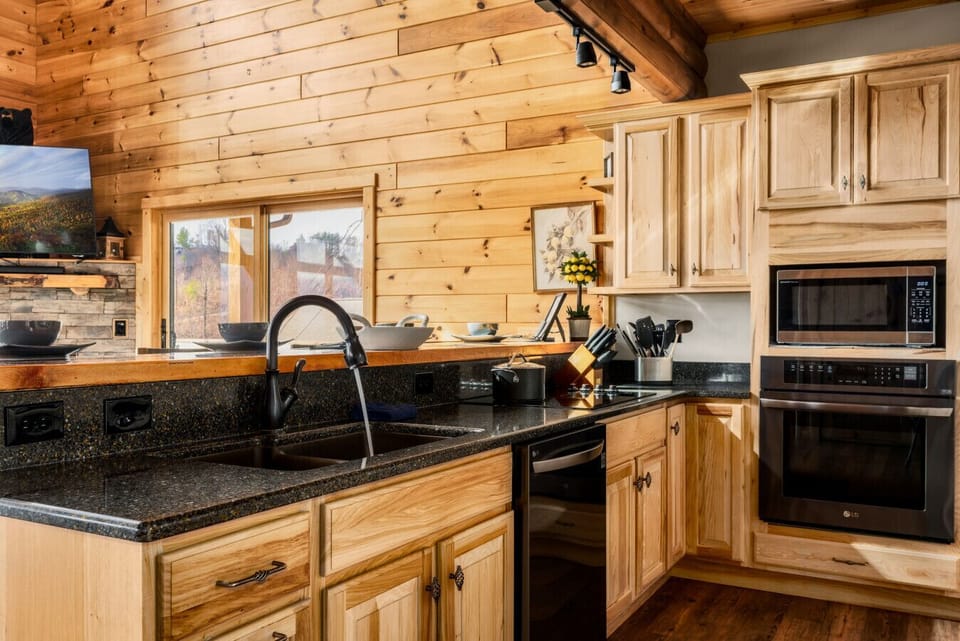 This kitchen is stocked with EVERYTHING you will need to make any meals, breakfast to dinner.
