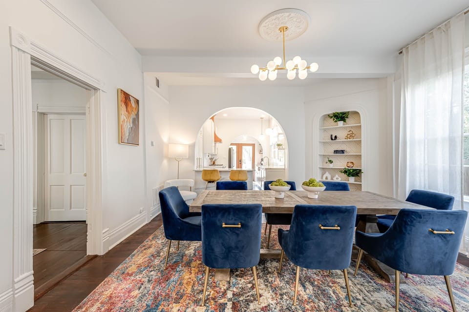 From the dining area to the kitchen, this open layout creates a smooth flow, making mealtime and entertaining effortless.