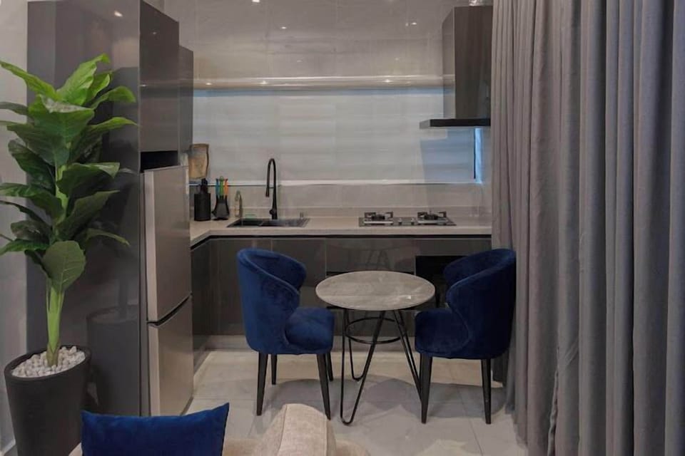 Family Apartment, Balcony, City View | Private kitchen | Fridge, microwave, oven, stovetop