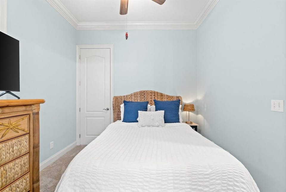 First level queen bedroom with attached full bath