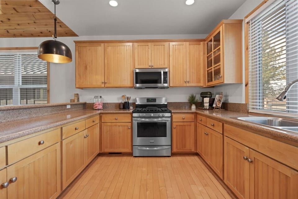 Fully stocked kitchen with cooking supplies