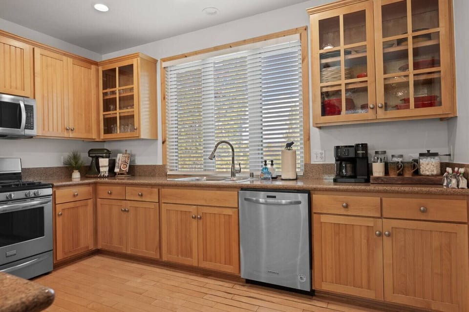 Fully stocked kitchen with cooking supplies