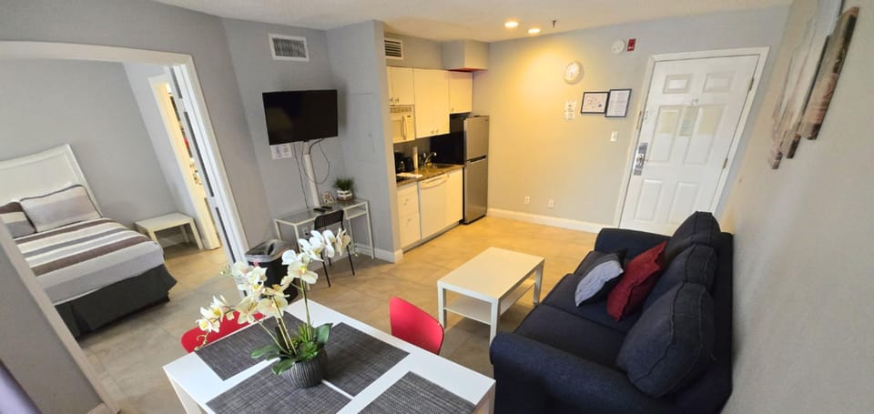 Cozy sofa bed and a new smart TV with all your favorite streaming apps!