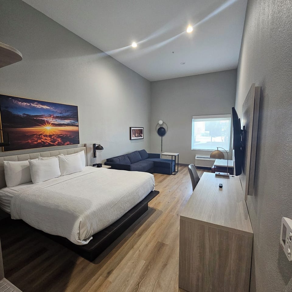 Suite, 1 King Bed with Sofa bed | Desk, laptop workspace, blackout drapes, iron/ironing board