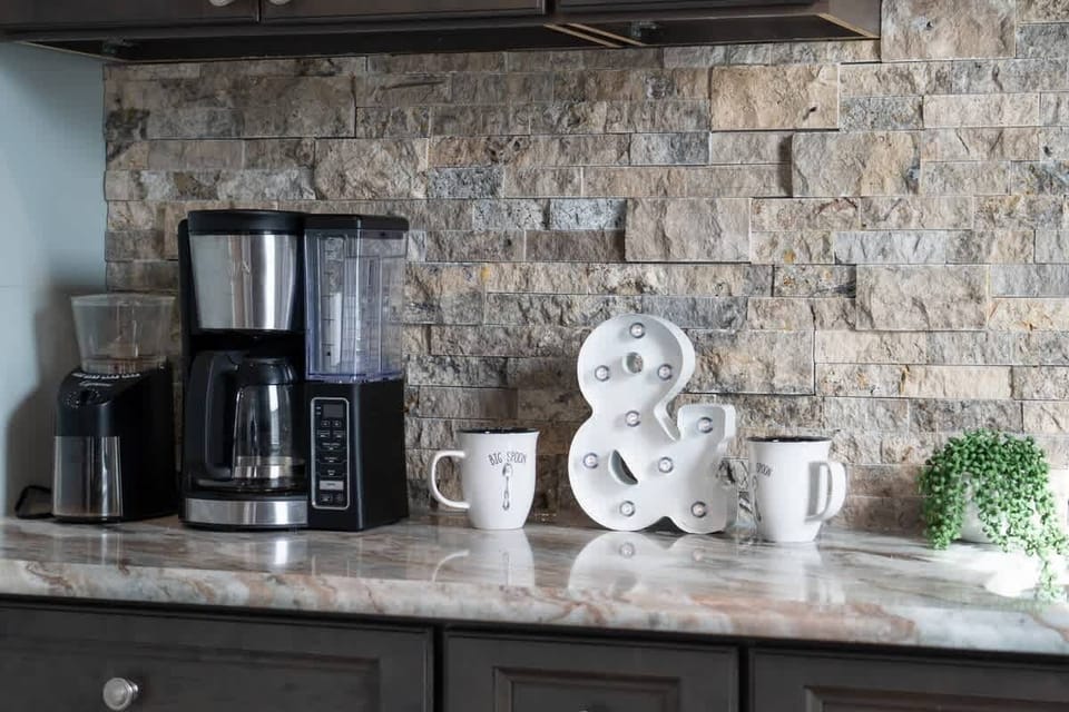 Coffee bar ready for your morning brew before a day of adventure.