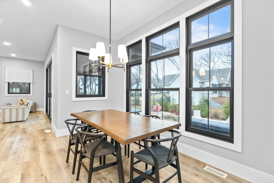 Dining table steps from the kitchen for easy meals