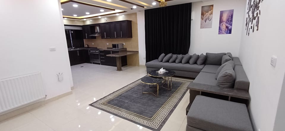 Flat-screen TV, fireplace
