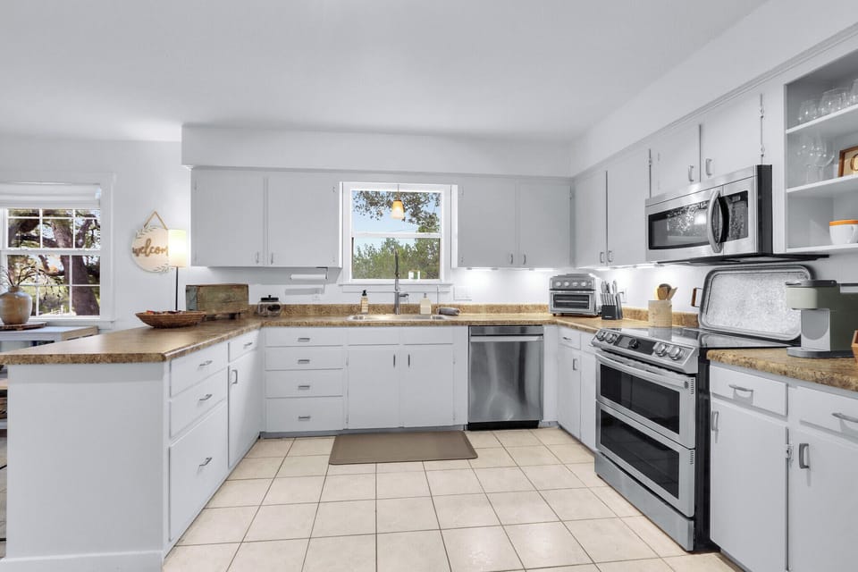 Large kitchen for making a meal with company