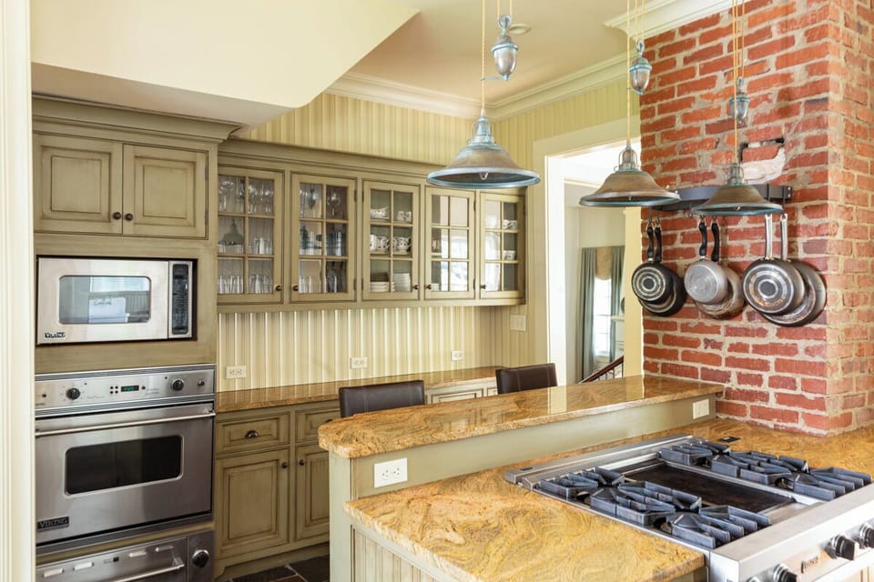 Well appointed kitchen includes gas stove & double oven