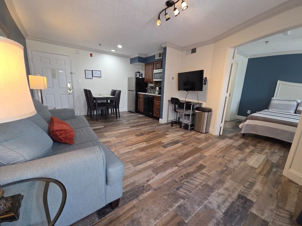Cozy sofa bed and a new smart TV with all your favorite streaming apps!