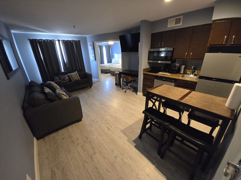 Cozy sofa bed and a new smart TV with all your favorite streaming apps!