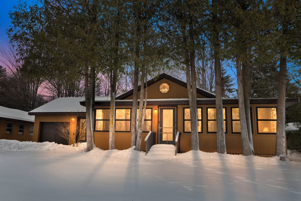 One Cozy Cottage is the perfect getaway for your ice fishing on Portage Lake or skiing adventures at Crystal Mountain or Caberfae Peaks.