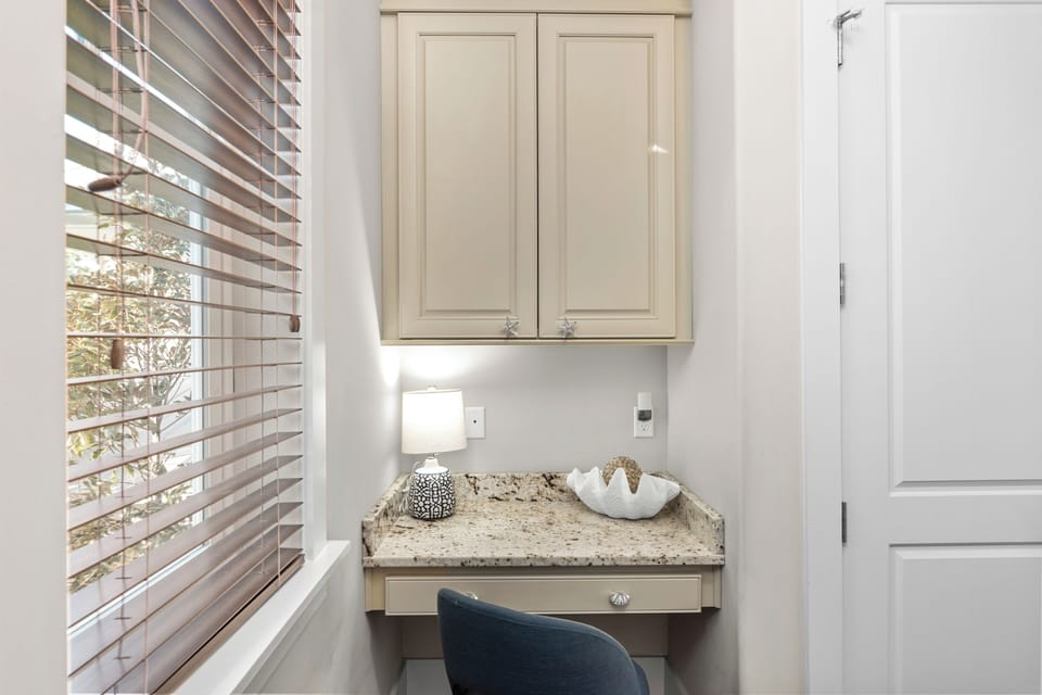 Small desk/vanity space.