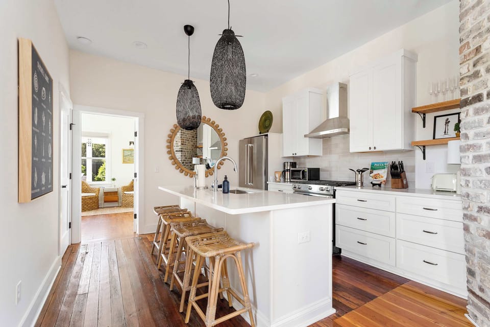 Fully equipped kitchen with everything you need to cook a meal with additional seating for four on the island!