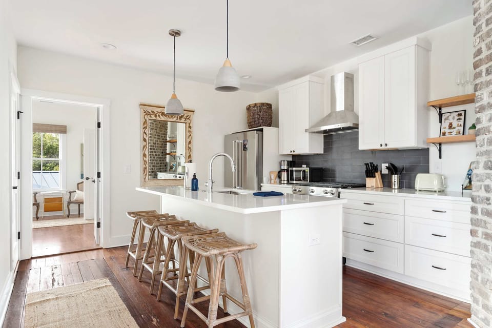 Fully equipped kitchen with everything you need to cook a meal with additional seating for four on the island!